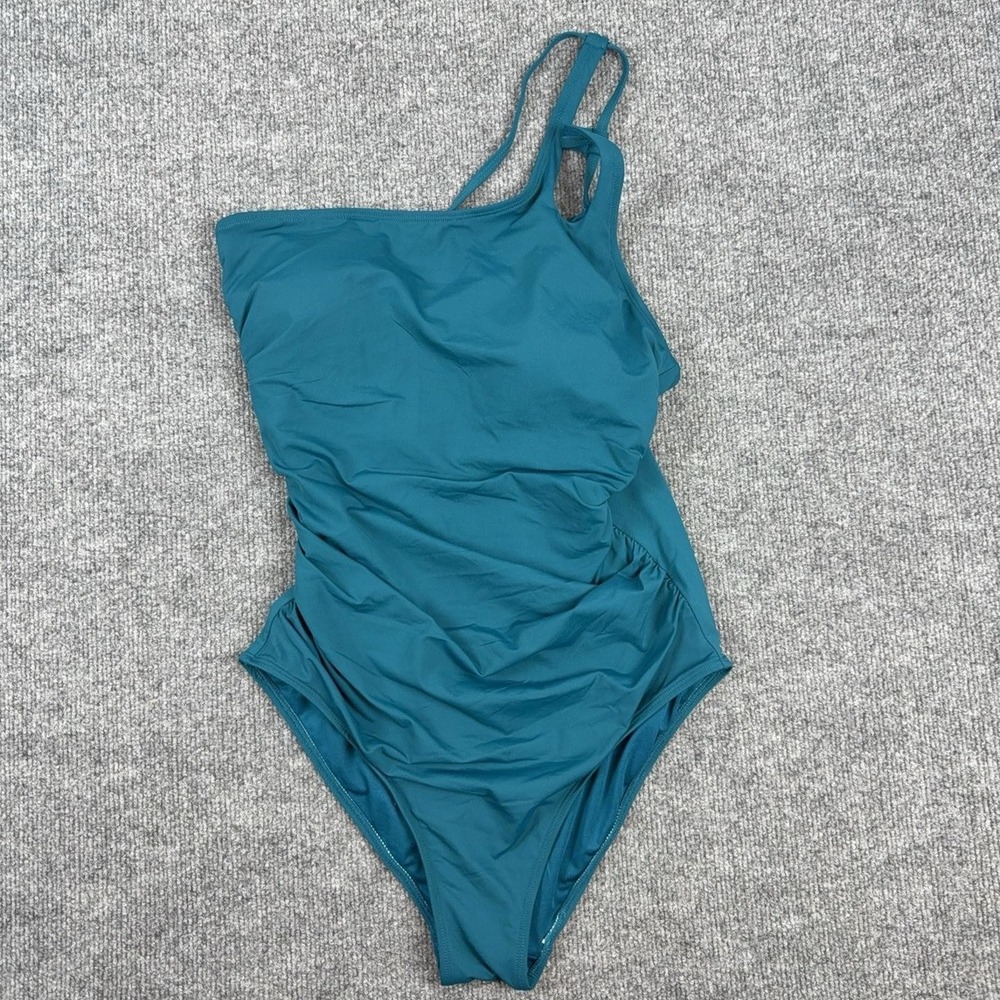 Holipick Swimsuit Womens XL Blue One Piece Asymmetrical Strappy Lined Swimwear